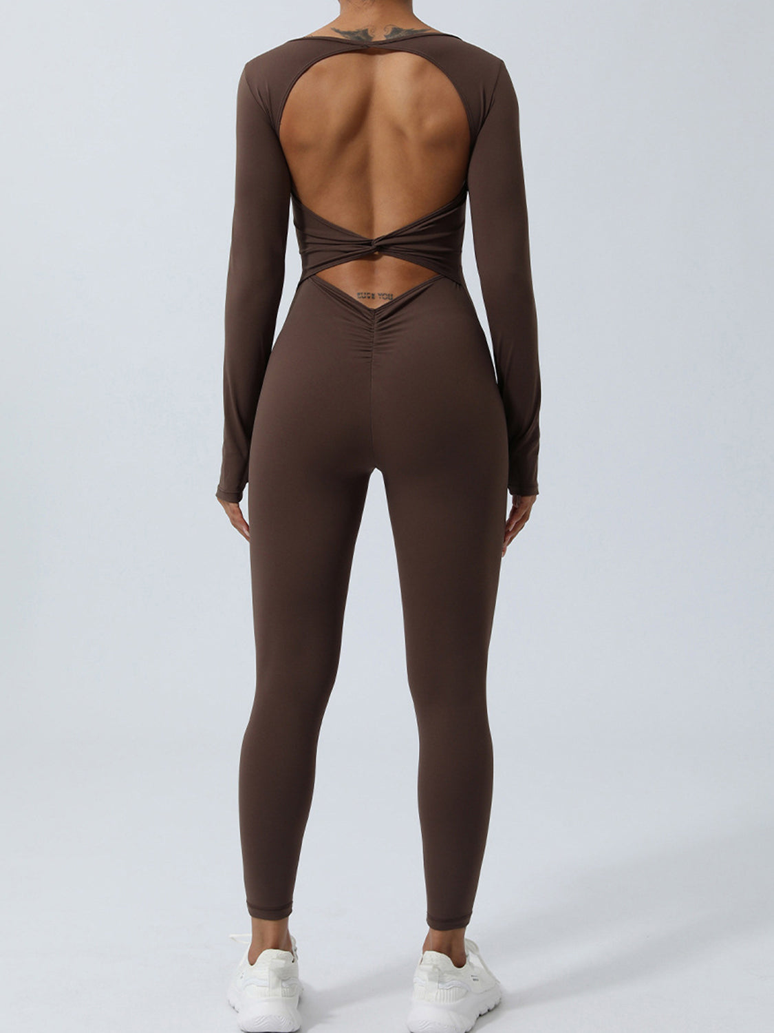 ZARIA DESIGN Twisted Backless Long Sleeve Jumpsuit