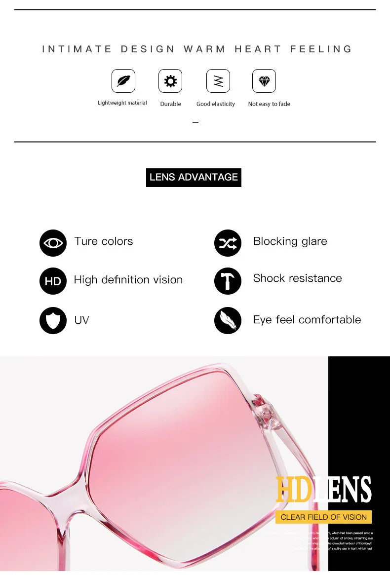 Fashion Women Oversize Sunglasses Gradient Plastic Brand Designer Female Sun Glasses Uv400