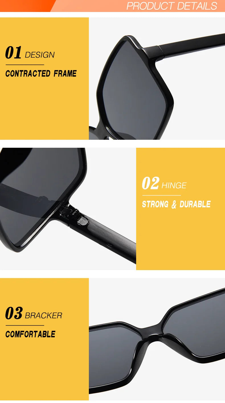 Fashion Women Oversize Sunglasses Gradient Plastic Brand Designer Female Sun Glasses Uv400