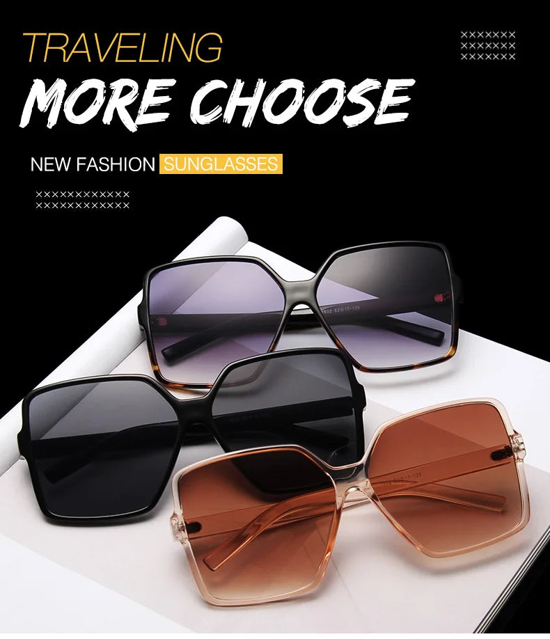 Fashion Women Oversize Sunglasses Gradient Plastic Brand Designer Female Sun Glasses Uv400