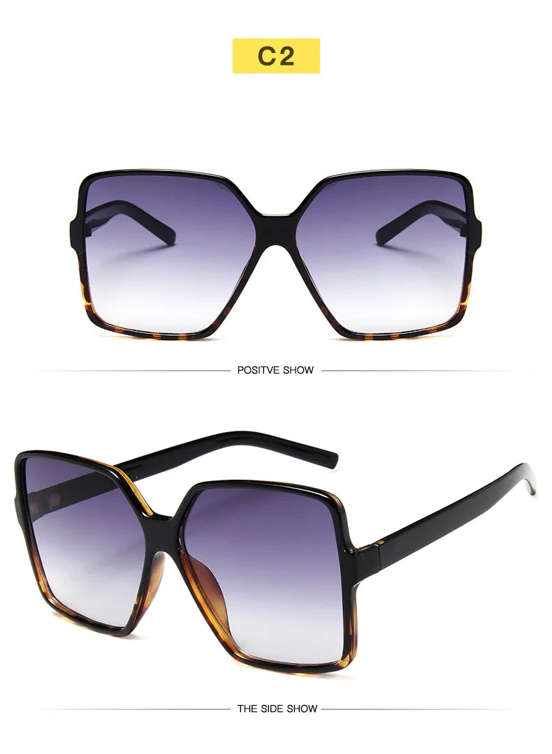 Fashion Women Oversize Sunglasses Gradient Plastic Brand Designer Female Sun Glasses Uv400