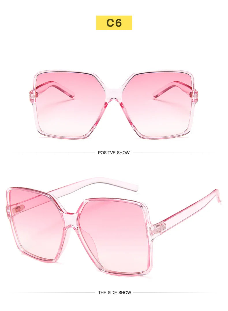 Fashion Women Oversize Sunglasses Gradient Plastic Brand Designer Female Sun Glasses Uv400