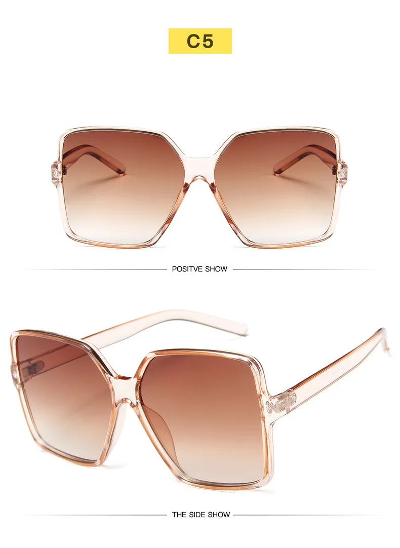 Fashion Women Oversize Sunglasses Gradient Plastic Brand Designer Female Sun Glasses Uv400